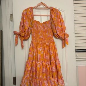 Floral Orange and Pink Dress